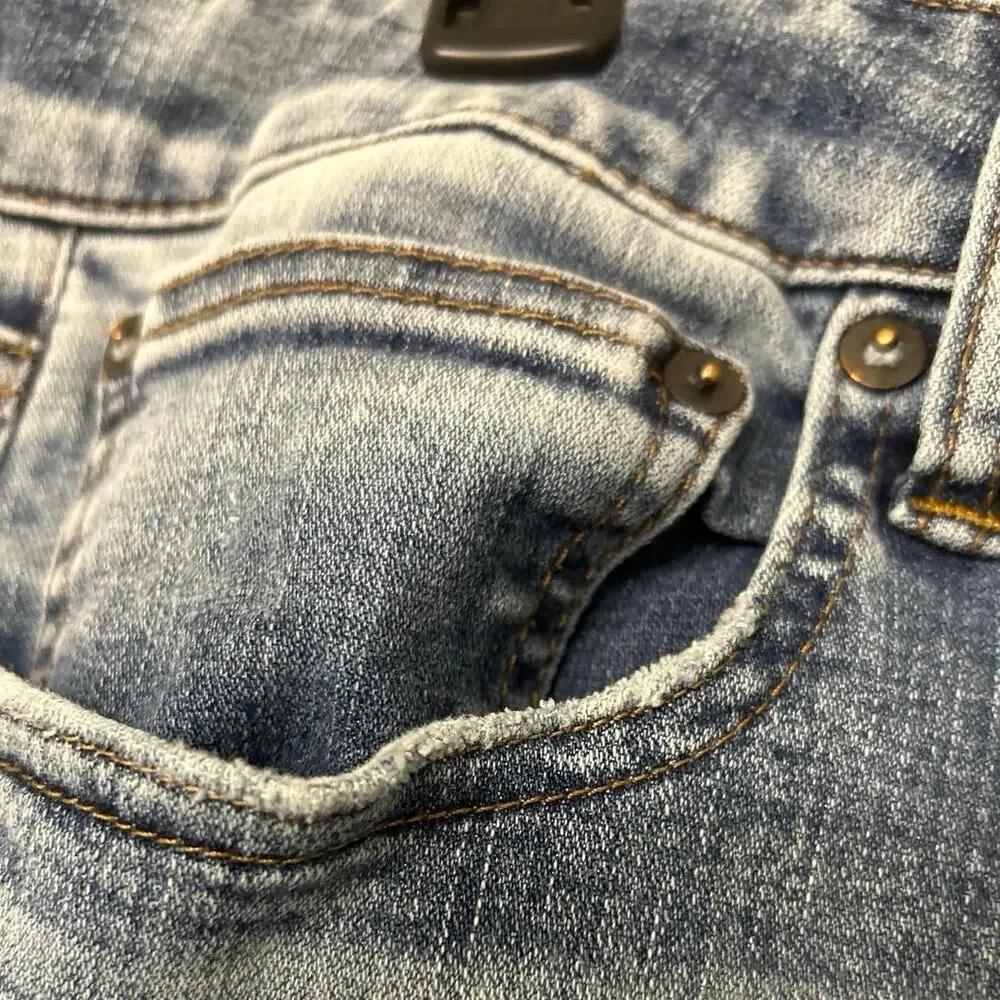 AMERICAN EAGLE Extreme Flex 4 Slim Straight Distressed Light Wash Jeans 36x34